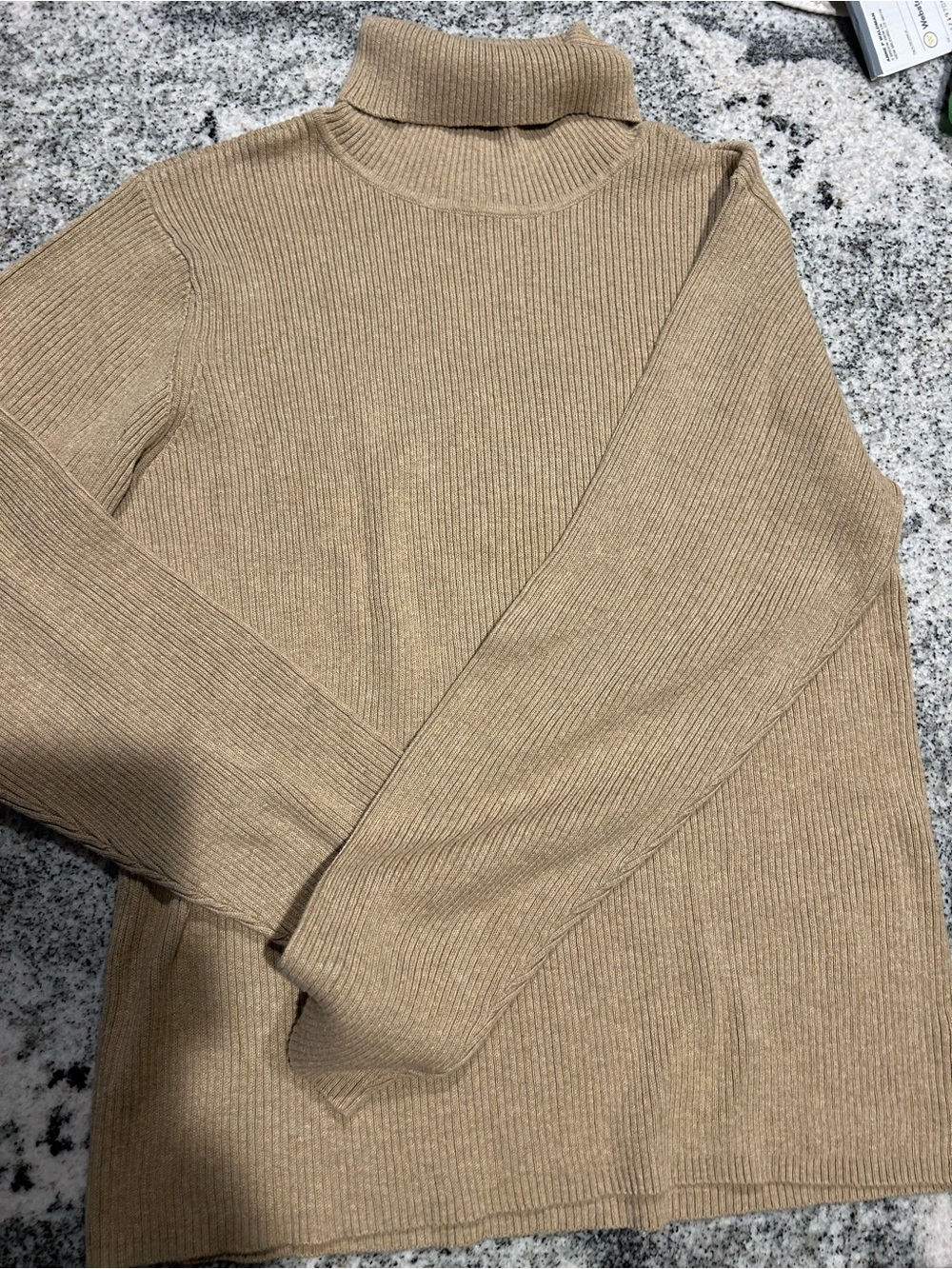 Liz Claiborne Camel Ribbed Turtleneck Sweater
